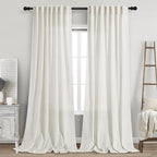 Nanspring Extra Long 112 Inch Long Beige White Linen Curtains Back Tab Neutral by Nanspring