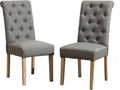 Roundhill Furniture Habit Grey Solid Wood Tufted Parsons Dining Chair (Set of 2), Gray
