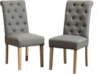 Roundhill Furniture Habit Grey Solid Wood Tufted Parsons Dining Chair (Set of 2), Gray