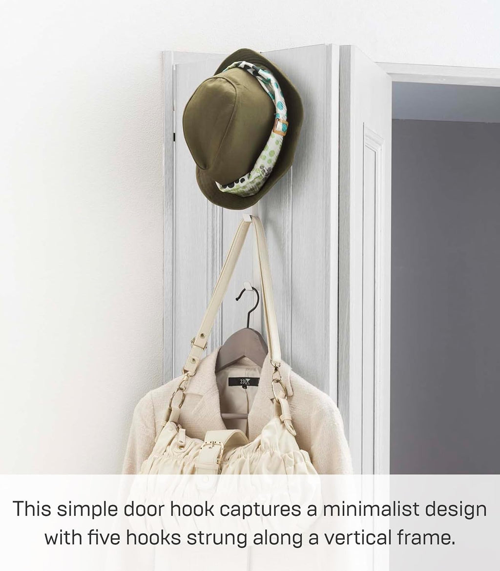 YAMAZAKI Home Over The Door Hooks - Vertical Hanging Coat Rack, Steel, Over-The-Door, No Assembly Req., Fits Doors up to 1.375" Thick