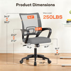 BestOffice Ergonomic Office Chair | Mid-Back Swivel Desk Chair | Grey