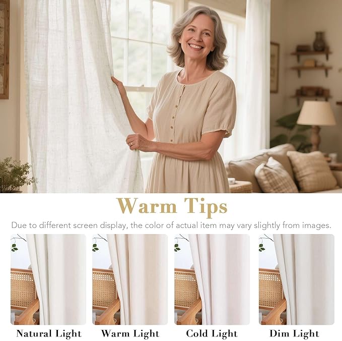 Elegant Natural Linen Blended Energy Efficient Light Filtering Linen Textured - Image 3
