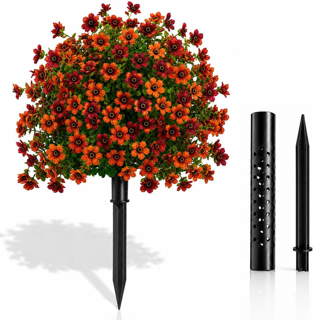60Stems Fall Artificial Flowers for Outdoors, 22''UV Resistant Fake Flowers