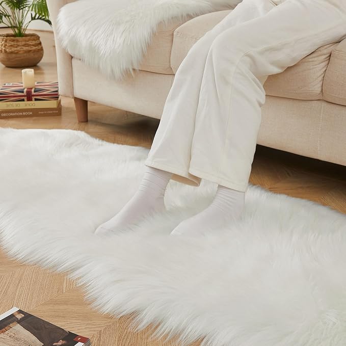 AMTOVO Faux Sheepskin Rug, 2 x 6 ft Faux Fur Rug - Image 8
