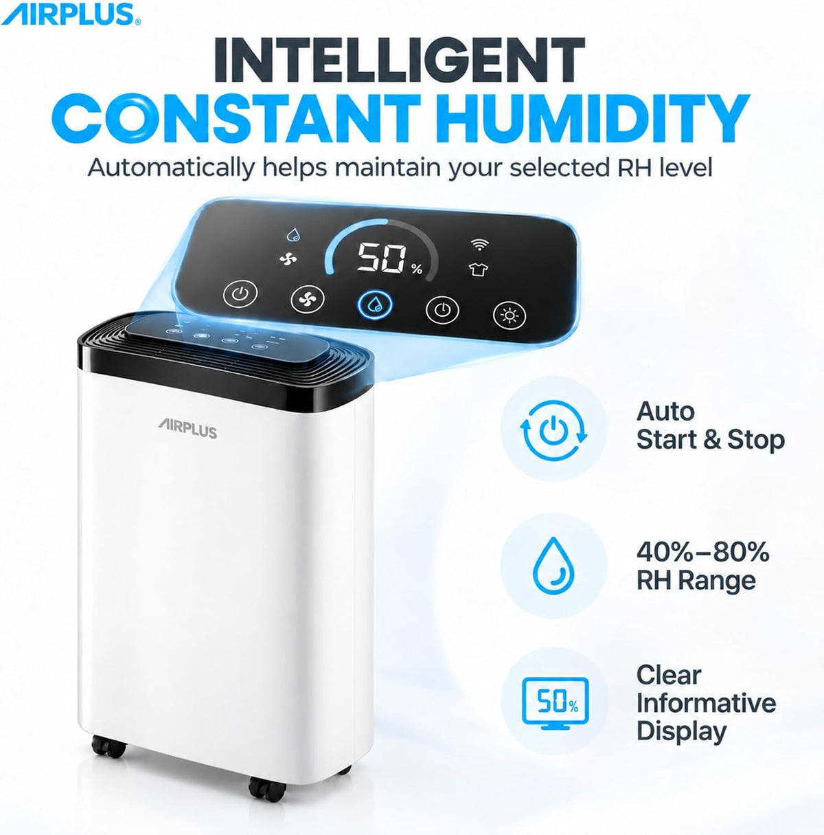 AIRPLUS Max 30 Pint Tall Dehumidifier for Home Bedroom up to 1500 Sq Ft