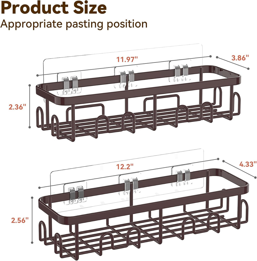 YASONIC Shower Caddy Adhesive, Rustproof Shower Organizer, Wall Shower Rack