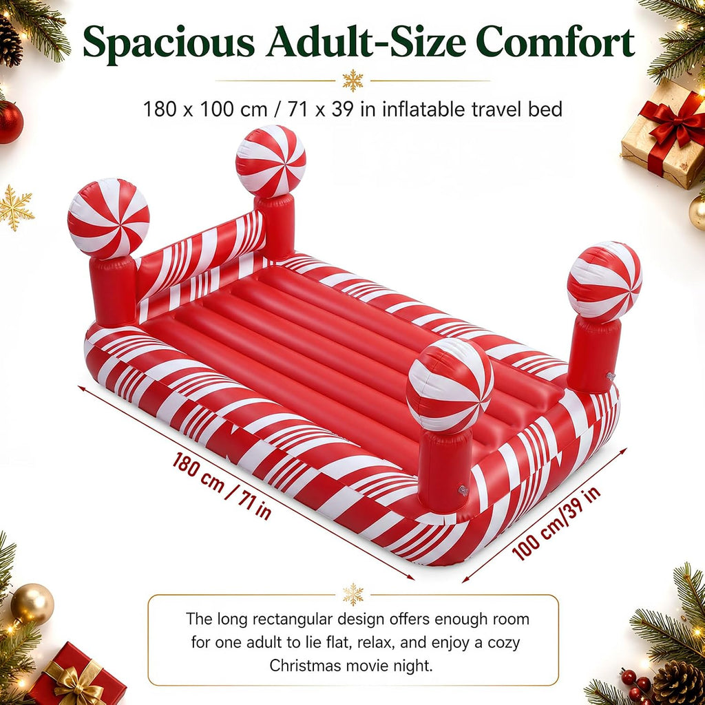 Chunful 1 Pcs 71x39 Christmas Movie Night Xmas Inflatable Red Air Bed