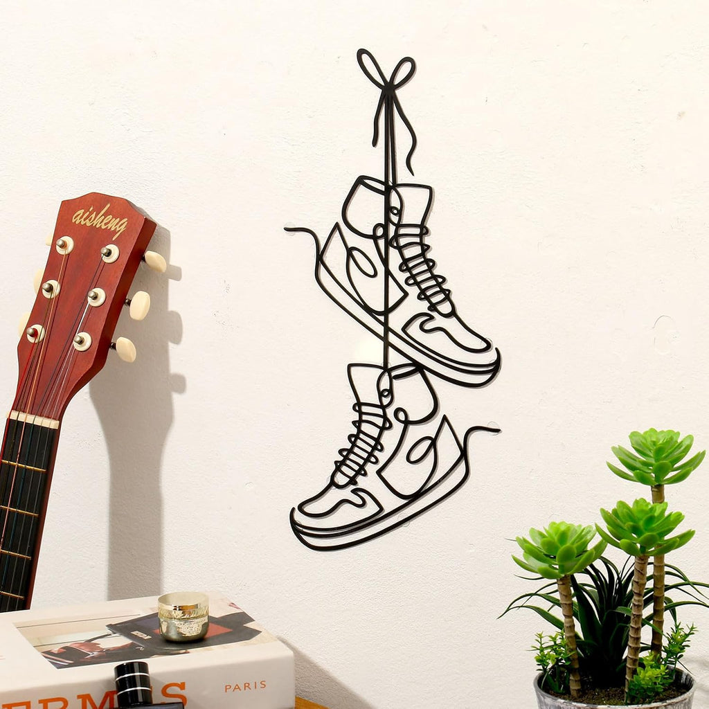 Zzbakress Large Sneaker Metal Wall Decor Black Creative Sports Room Decor