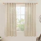 LAMIT 60 Inch Length Window Linen Curtains, Semi Sheer Light Filtering Panels by LAMIT