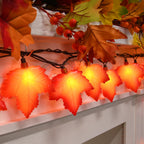 Fall Decor Maple Leaf String Lights, 8.5Ft Fall String Lights Plug In with 10 LED Orange Leaves Lights, Thanksgiving Lights Indoor Outdoor for Autumn Home Fireplace Harvest Thanksgiving Decorations