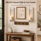 Farmhouse Wall Candle Holders Set of 2, White Wood Shutter Decor