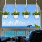 4 Pack Macrame Plant Hangers Indoor Set Large Crochet Hanging Holder, White