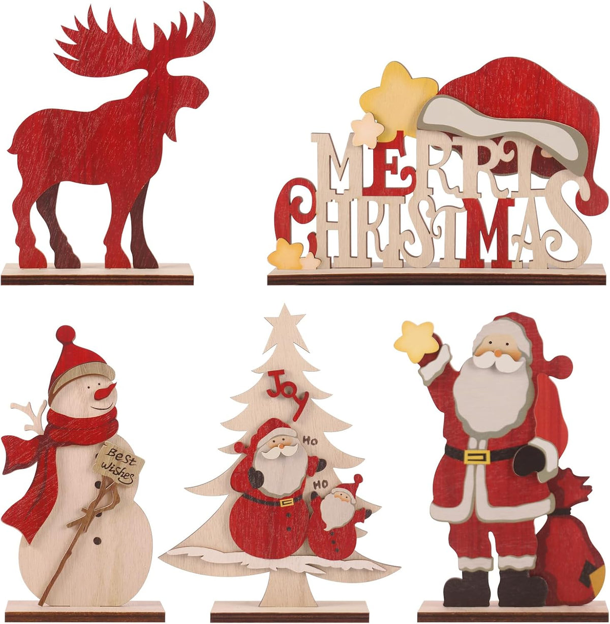 RoseCraft 5PCS Christmas Decorations for Home Farmhouse Indoor Table Decor