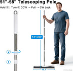 19.7'' Large Floor Squeegee for Concrete Floor with 51''-58'' Telescoping Stainless Steel Handle, Squeegee Broom for Removing Water on Tile, Epoxy, Garage, Driveway, Patio