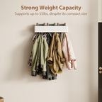 CycleCrew Solid Wood Wall Mounted Coat Rack with Shelf Hooks - Modern Floating Shelves with 5 Hidden Hooks, Heavy Duty Entryway Coat Key Holder Hanger for Hallway Bathroom Bedroom Home Decor