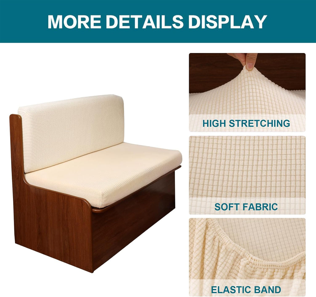 KRFOONN RV Dinette Cushion Covers Stretch Camper Cushions Cover, Beige