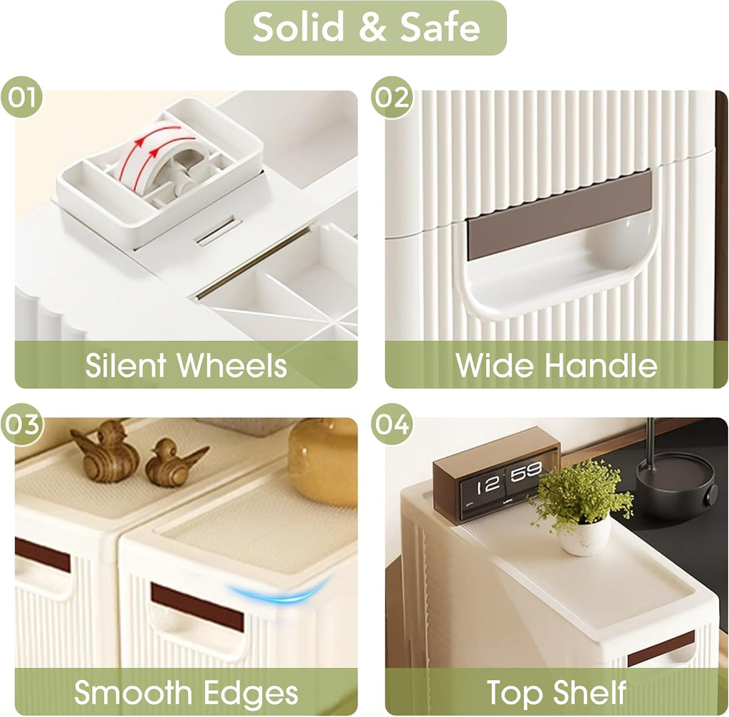 Narrow Bathroom Storage Cabinet with 5 Drawers, 7.5-Inch Wide, White