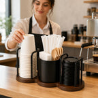3 in 1 Cup Dispenser, Disposable Cup & Lid Holder Organizer for Countertop