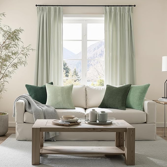 Topfinel Corduroy Throw Pillow Covers Pack of 2 Green 16"x16" No Insert - Image 6