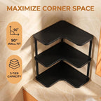 3 Tier Bathroom Organizer and Storage,Vanity Corner Shelf,Black