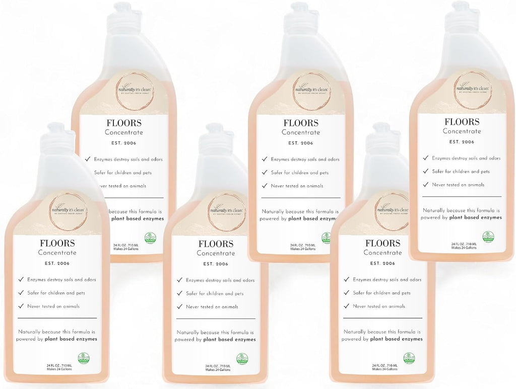 naturally it's clean Enzyme Floor Cleaner Concentrate | Each Bottle Makes 24 Gallons of Rinse Free Cleaner| 6 Pack