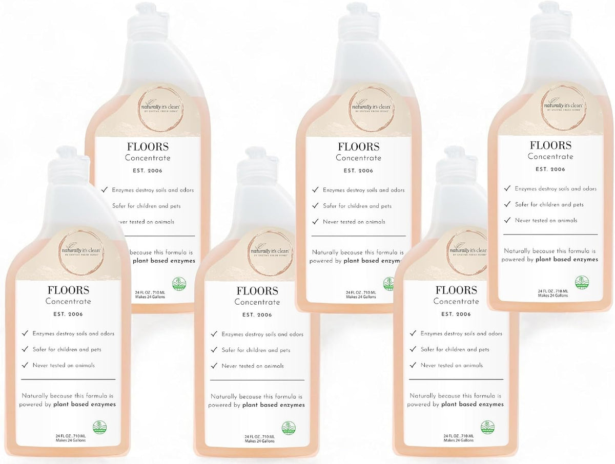 naturally it's clean Enzyme Floor Cleaner Concentrate | Each Bottle Makes 24 Gallons of Rinse Free Cleaner| 6 Pack