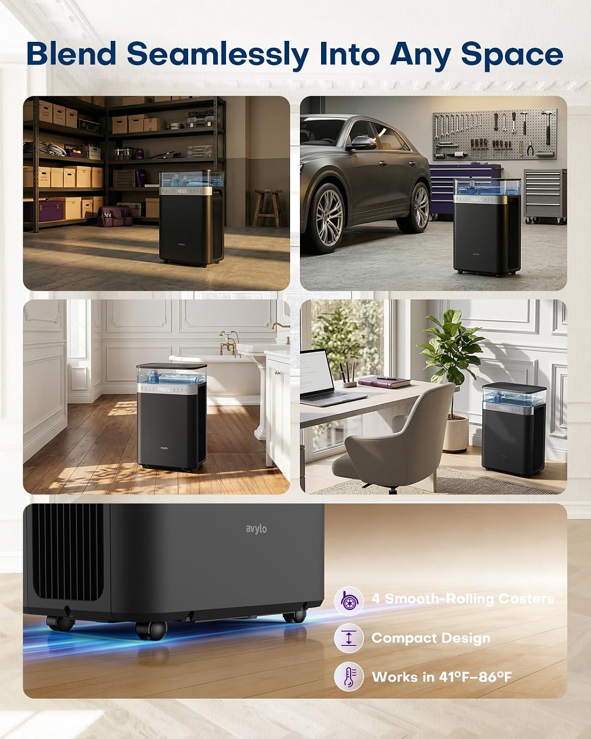 avylo 5000 Sq.Ft Dehumidifier for Basement with Pump and Drain Hose, Black