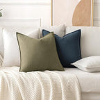 MIULEE Decorative Linen Euro Sham Pillow Covers 26x26 Navy Blue ​Boho - Image 4