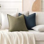 MIULEE Decorative Linen Pillow Covers 20x20 Inch Navy Blue ​Boho Farmhouse​ - Image 4