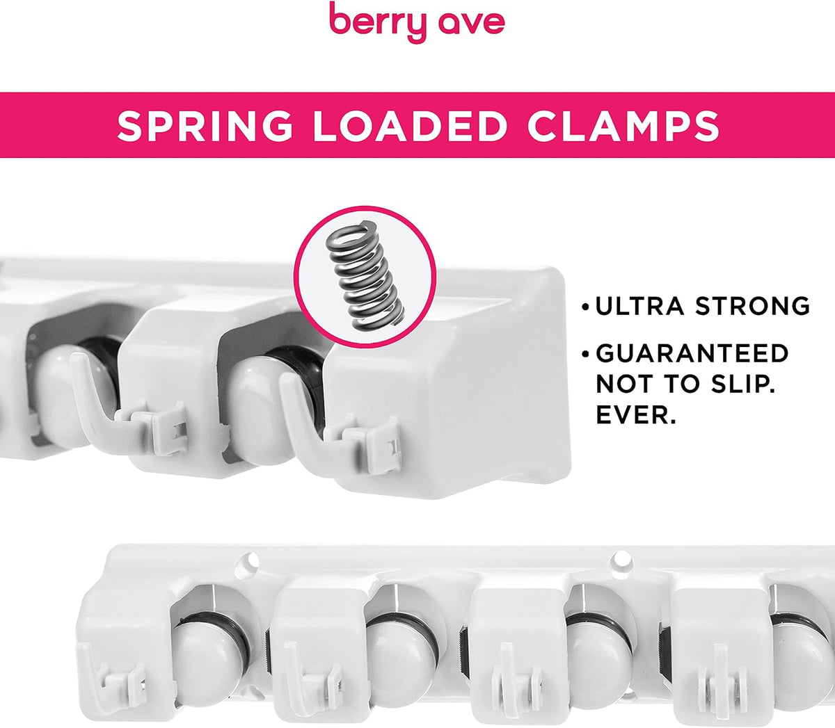 Broom Holder Wall Mount, Mop and Broom Organizer – Wall Mounted Broom Rack & Mop Rack, Rack for Brooms and Mops | Broom Hanger Wall Mount with 5 Slots & 6 Hooks, Kitchen Garage Laundry Garden (White)
