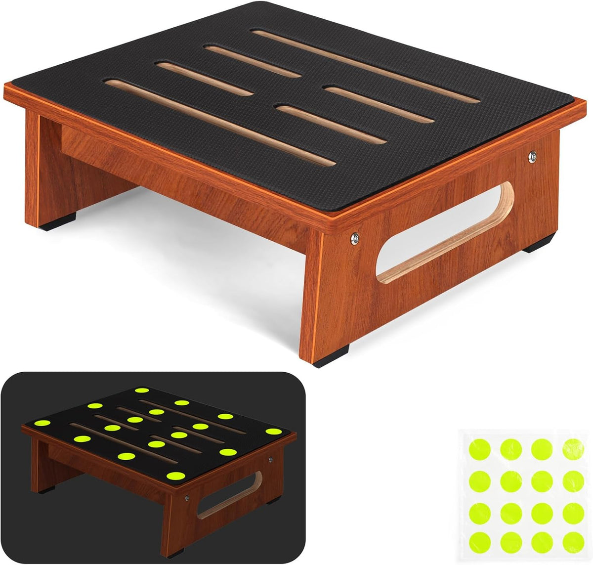 One Step Stool for Adults Seniors with Non-Slip Rubber Stepping Feet, Heavy Duty Wooden Step Stool, 8.7 in Portable Bed Steps for High Beds for Bathroom, Bedroom, Kitchen & Bedside Kids Support