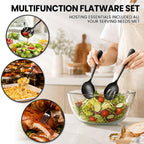 12-Piece Black Serving Utensils Set, Serving Spoons for Buffet