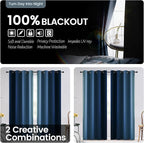 SimpleHome Blue and Greyish White Blackout Curtains - Image 2