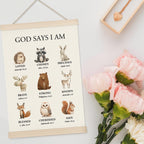 Woodland Christian Wall Art for Nursery, 11x17in Oxford Cloth Hanging Banner with Bible Verses, Woodland Animal Forest Theme Scripture Decor for Kids Bedroom, Prayer Room, Nursery & Spiritual Gifts