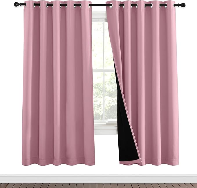 NICETOWN Crystal Pink Full Shade Curtain Panels, Pair of Energy Smart & Noise by NICETOWN