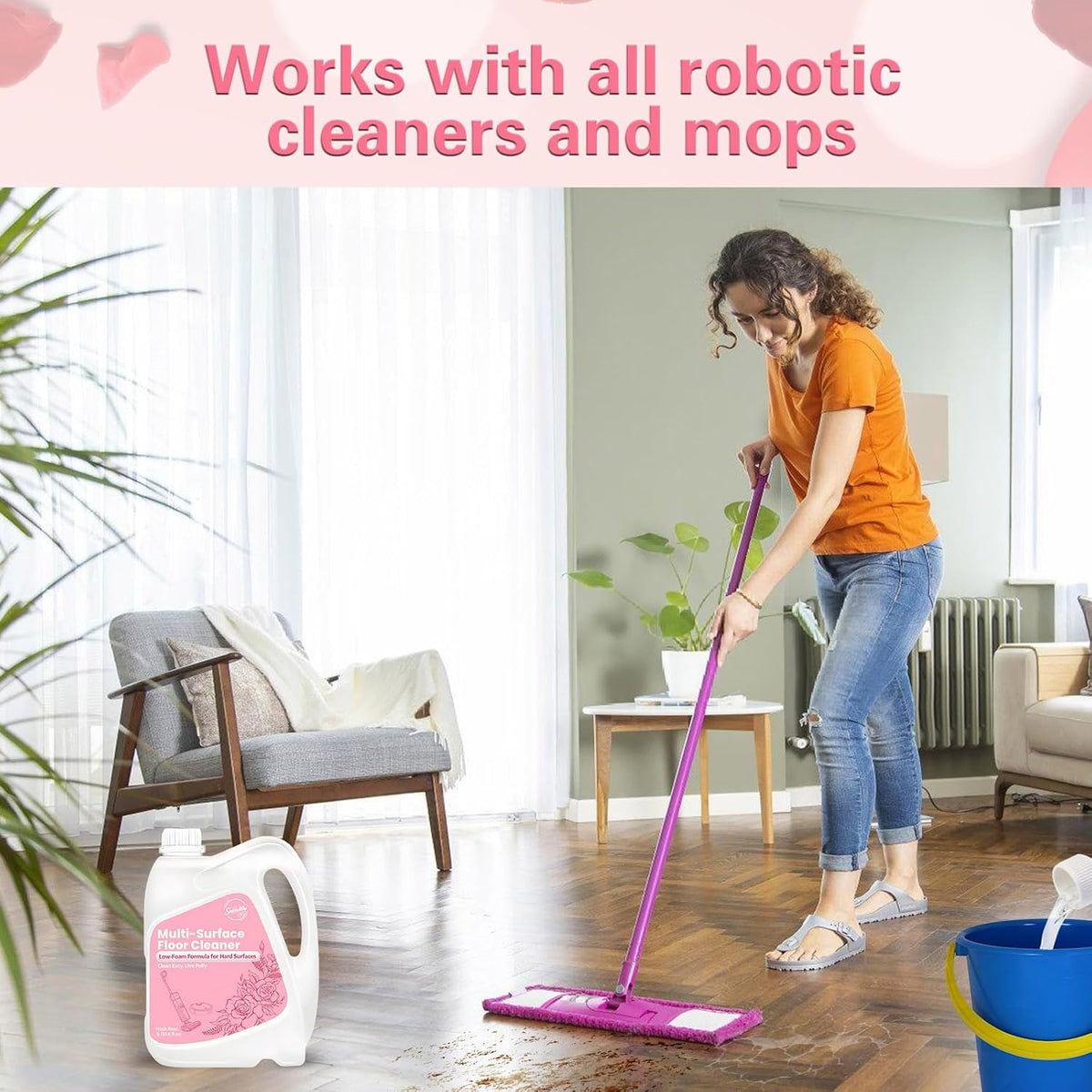 Snowlily Floor Cleaning Solution Compatible with Dreame 33.8 Fl Oz rose