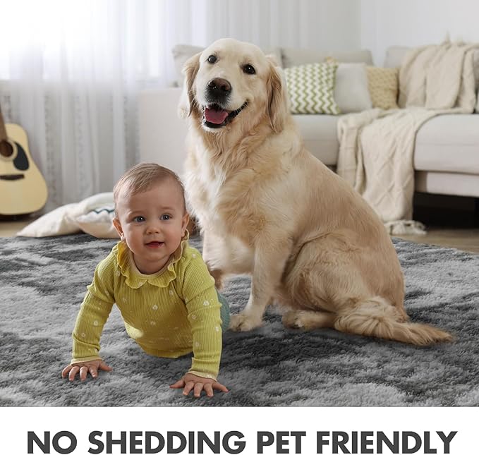 8x10 Ft Extra Large Shag Rugs for Living Room, Tie Dyed Ultra Soft Fluffy Furry - Image 6