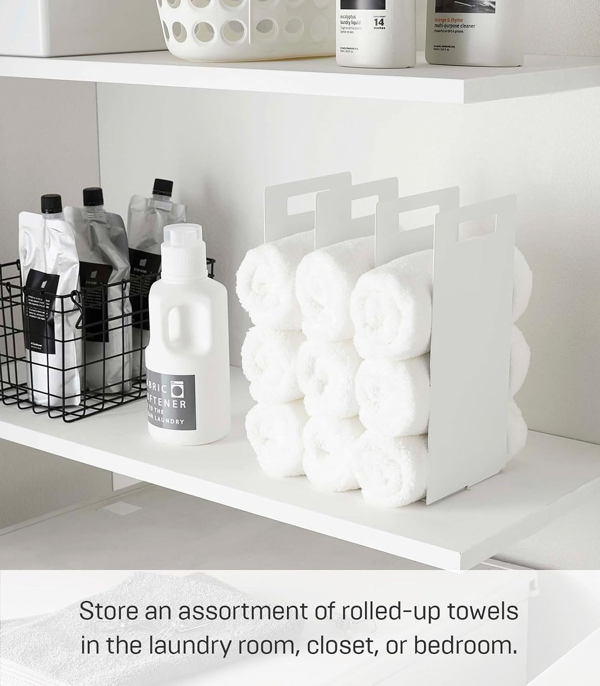 Yamazaki Home Tower Interlocking Towel Organizer - Bathroom Storage Shelf Rack - Steel