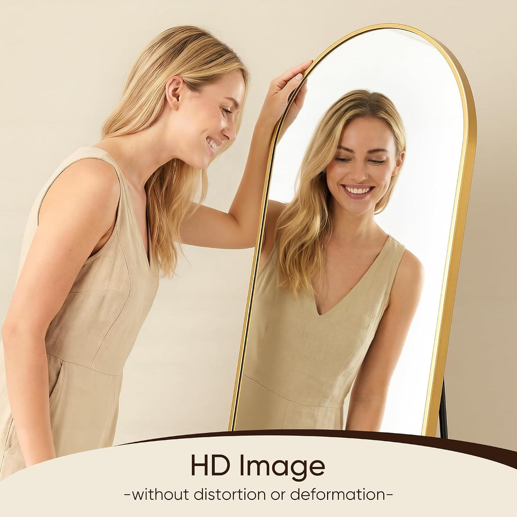 Antok 58" x19” Arched Full Length Mirror, Floor Mirror with Stand,Gold