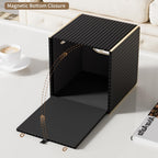 Tissue Box Cover,Black Square Luxury PU Leather Tissue Holder with Gold-Tone Edging Accents,Tissue Box Cover for Bathroom Toilet Bedroom Living Room Table Desk Office,Coffee Table Decor