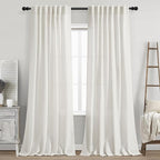 Nanspring Cream Linen Back Tab Curtains 86 Inch Length by Nanspring