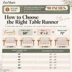 ZeeMart Linen Checked Farmhouse Table Runner, 13x108 Inches Neutral Beige