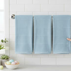 Light Baby Blue Kitchen Hand Dish Towels, Set of 3, 100% Cotton, 18" x 28"