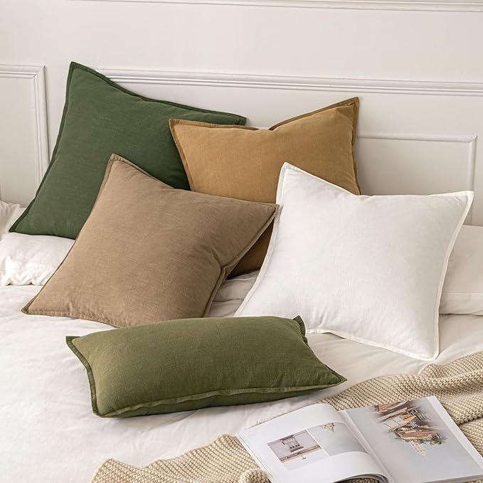 MIULEE Decorative Linen Pillow Covers 20x20 Inch Mustard Yellow ​Boho - Image 5