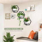 3Pcs Floating Wall Shelves Plant Holders, 7.9inch Wall Mounted Plant Stand