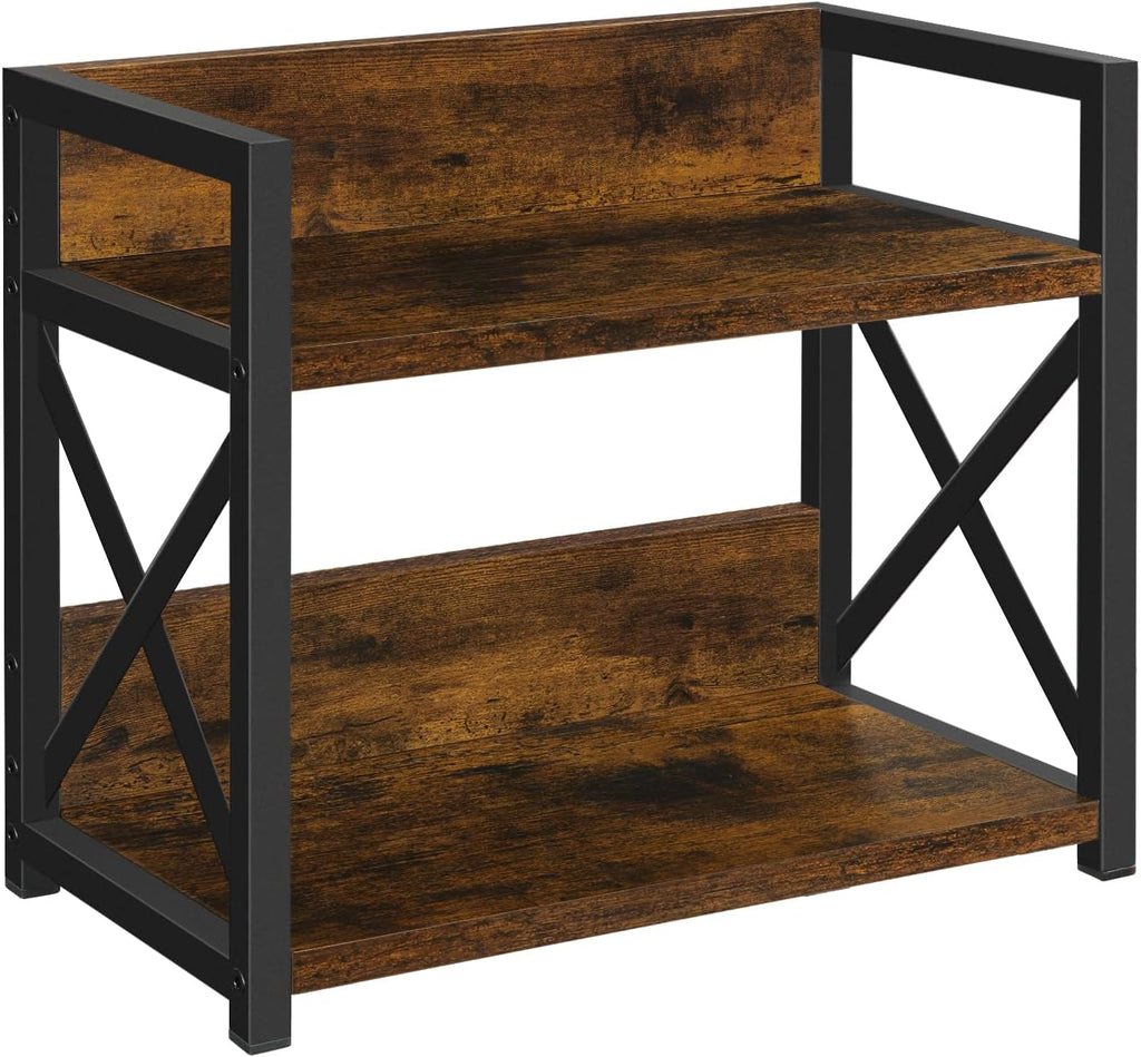 Countertop Shelf Organizer,Coffee Bar Accessories,Spice Rack,Coffee Counter Shelf,2 Tier Coffee Organizer Station for Mugs,Cups,Cream,Syrup(Rustic Brown, Small)