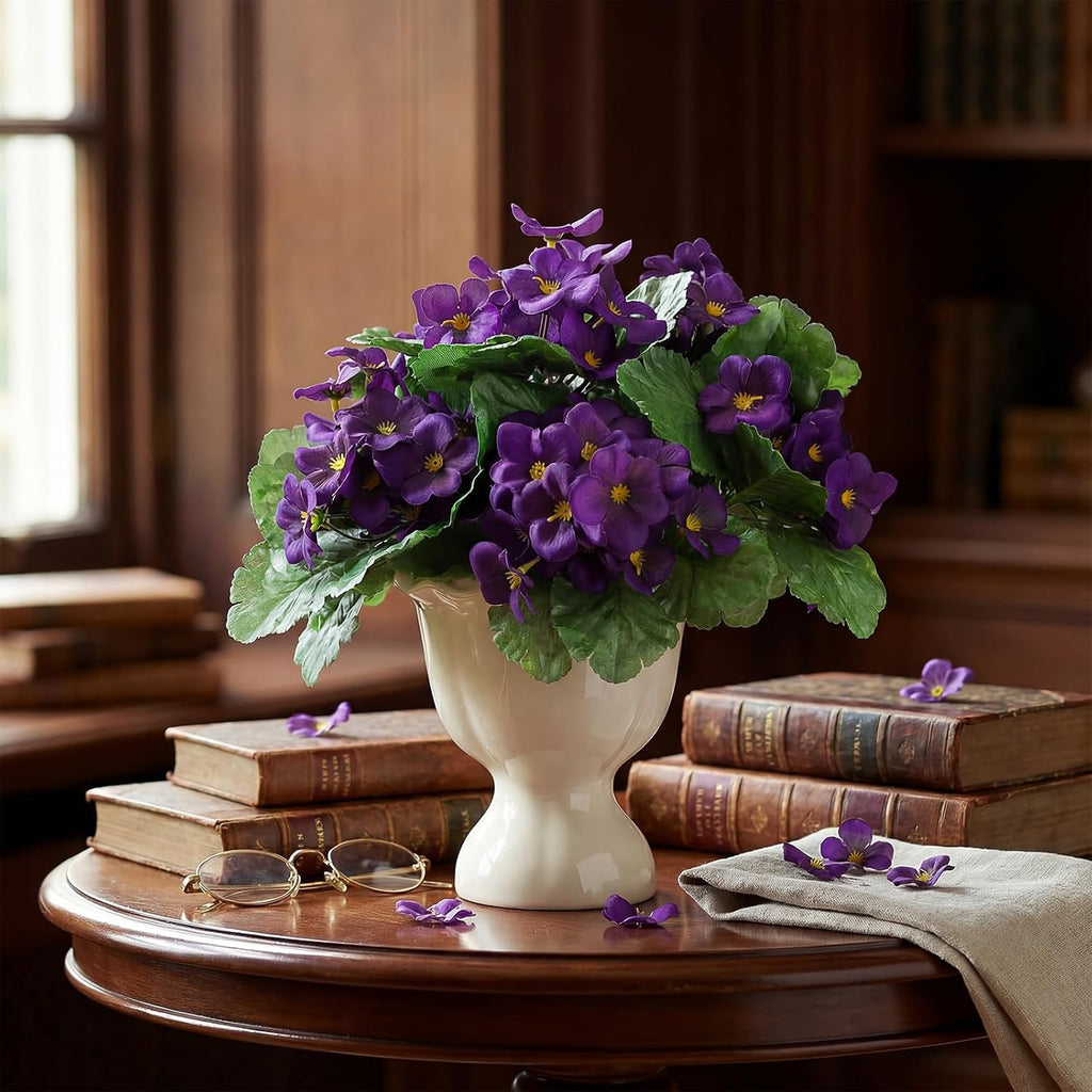 10 Pcs Artificial African Violets, Purple 9 Inches Flowers