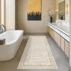 Beige Boho Bathroom Rug 2x7 by HazoHaus