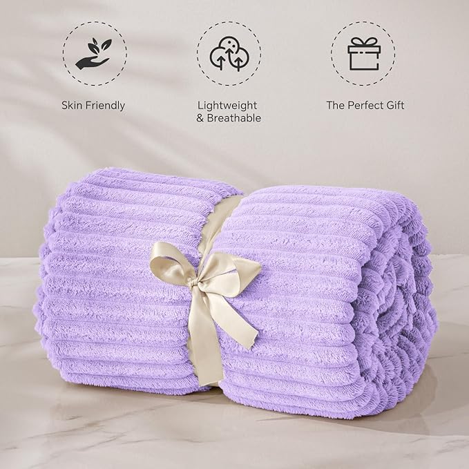BEDELITE Fleece Blanket Twin Size – 3D Ribbed Jacquard Soft and Warm Decorative - Image 4