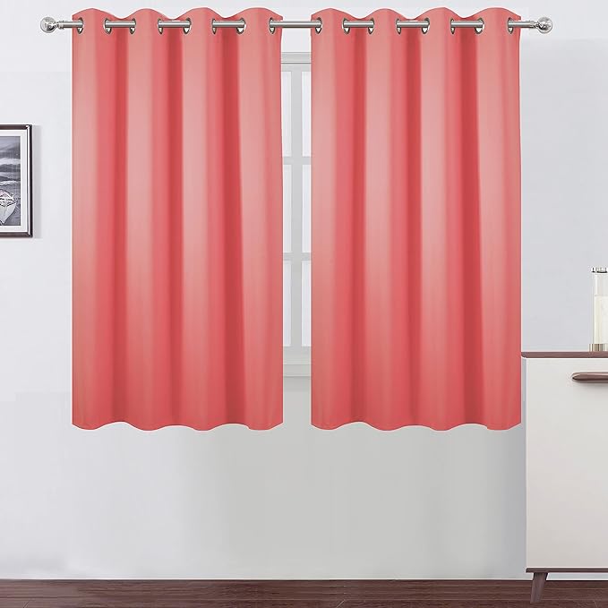 LEMOMO Coral Blackout Curtains 52 x 54 Inch Length/Set of 2 Curtain by Lemomo